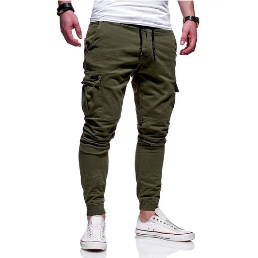 Men's Slim Fit Ankle-tied Pencil Pants with Drawstring and Side Pockets
